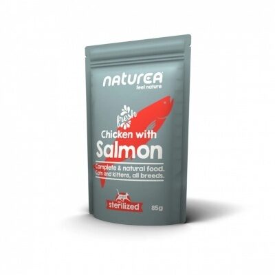 Konservi kaķiem NATUREA ar vistas gaļu un lasi 85g